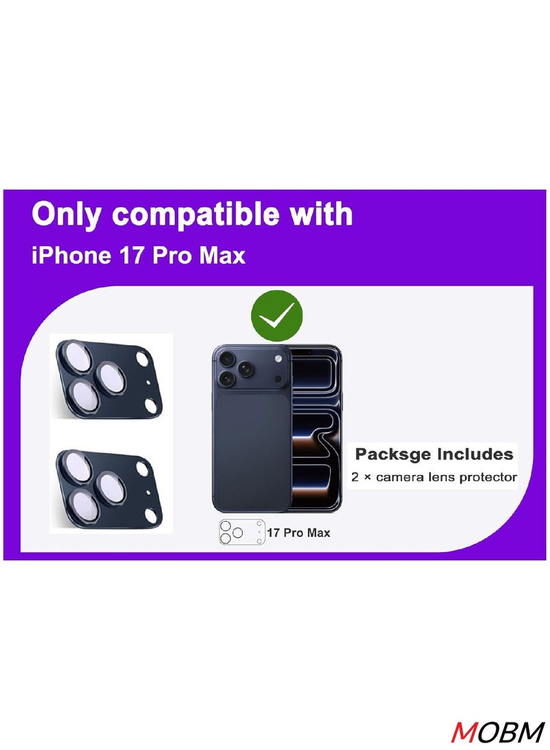 MOBM For iPhone 17 Pro Max Camera Protector Lens Cover Dark Blue Pack of 2 - Image 3